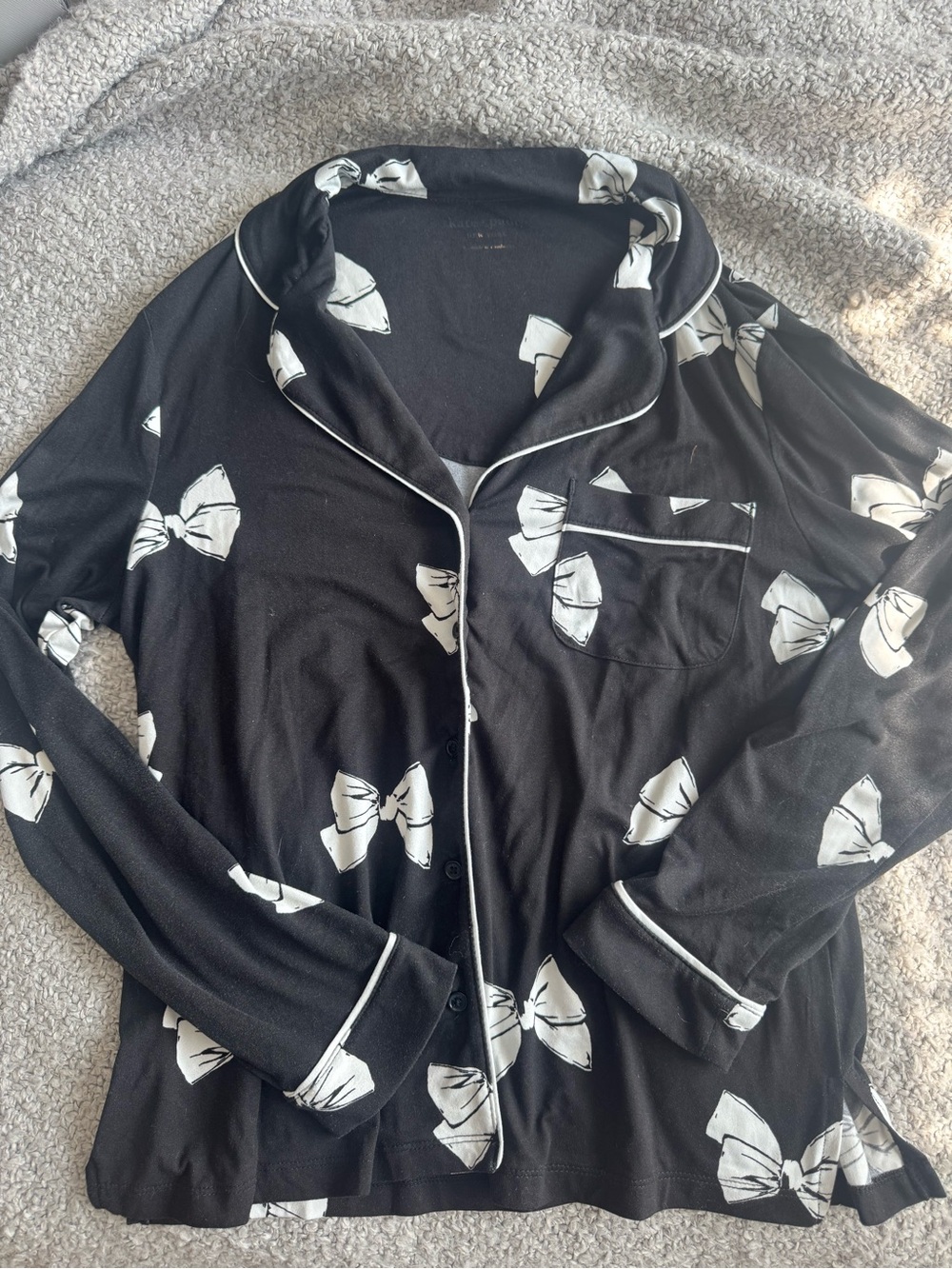 kate spade Black Pajama Set with White Bow Print - Picture 2 of 4